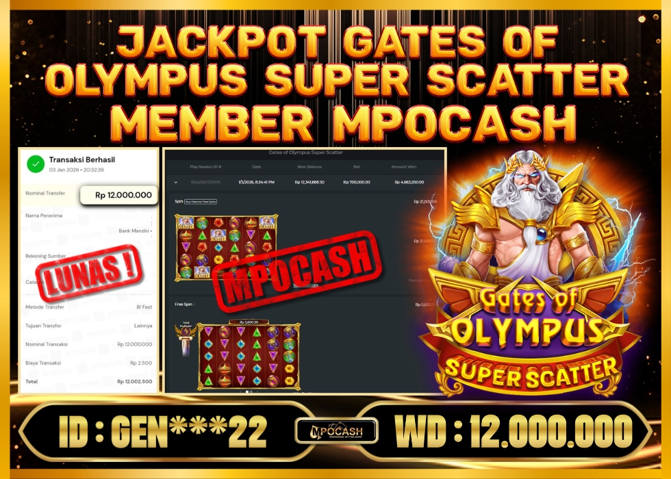 MPOCASH JACKPOT GATES OF OLYMPUS SUPER SCATTER